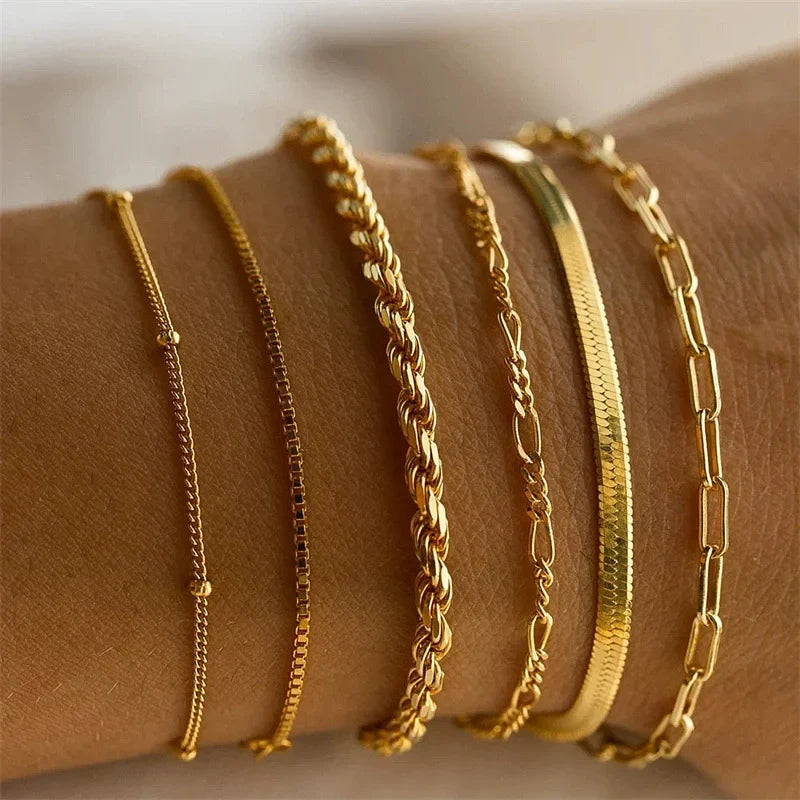 5pcs/set Rhinestone Butterfly Bracelet Set for Women Korean Fashion