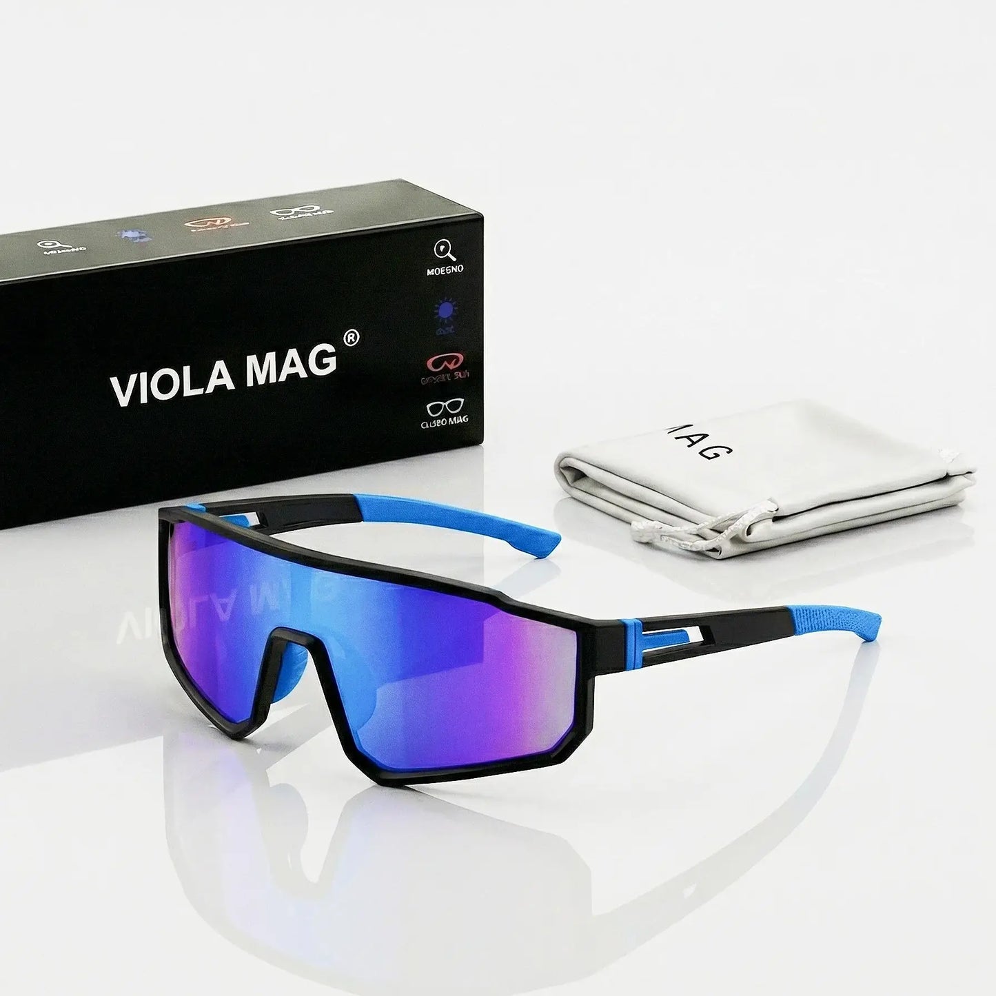 VIOLA MAG Fashion Cycling Glasses, Unisex, Oversized Frame, Non-slip Rubber Grip Frame Suitable for Running, Fishing, Hiking and