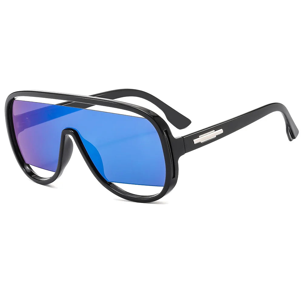 Fashion Oversized Pilot Men Unique Hollow Sunglasses Women Retro One Piece Gradient Mirror Shades UV400 Rimless Sun Glasses