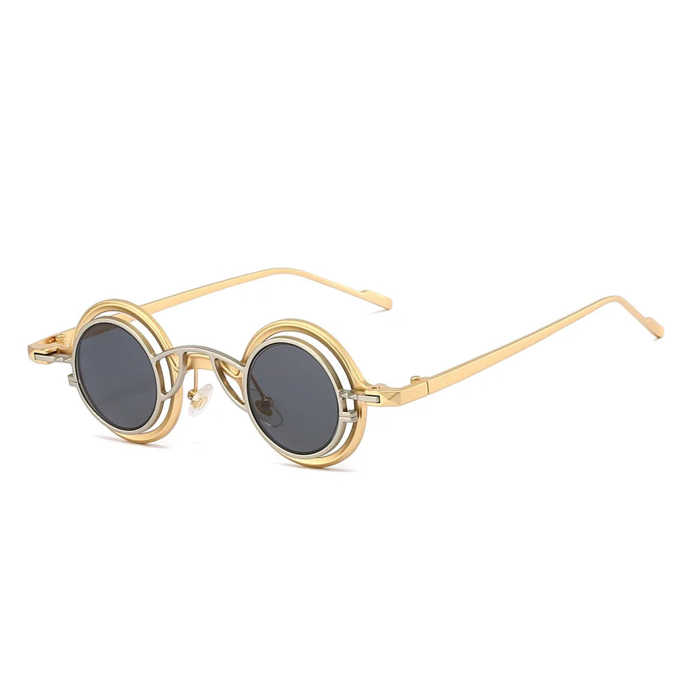New Retro Round Two In One Pure Titanium Women Sunglasses Y2K Personality Steampunk Style High Quality Men Gafas De Sol UV400