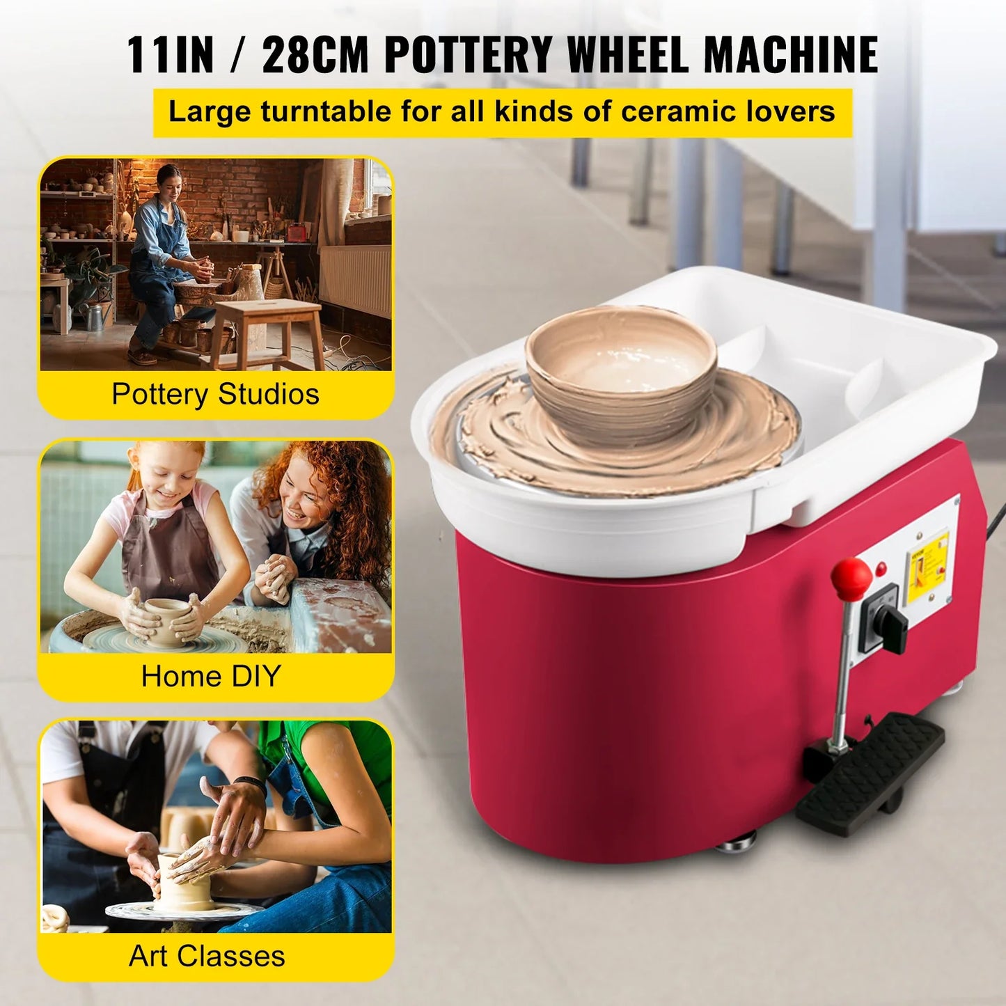 SucceBuy Pottery Wheel Machine 350W Foot Control Electric Ceramic Tool