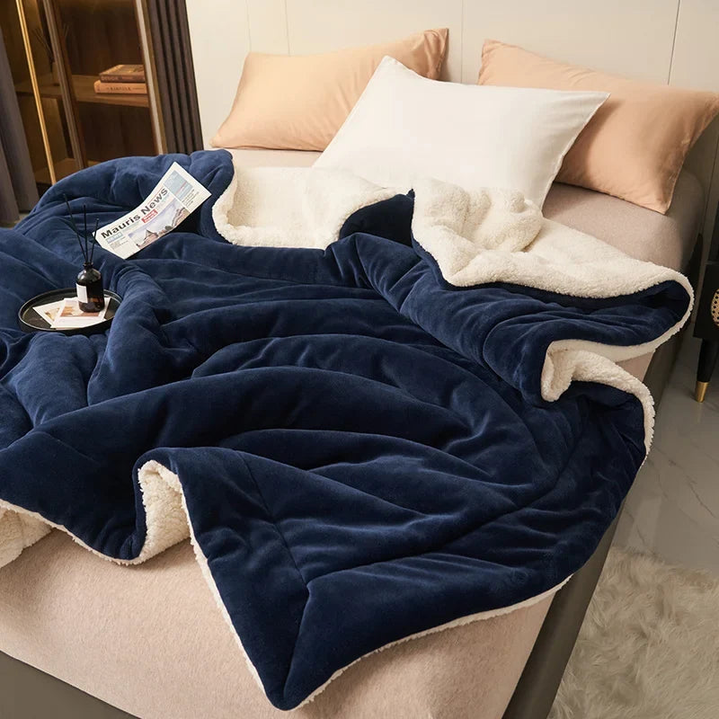 Flannel Sherpa Reversible Blanket, One Side Soft Flannel Other Side Cozy Sherpa Fleece, Lightweight Warm Throw for Sofa Travel
