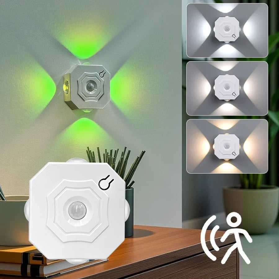 Rechargeable RGB LED Spotlight Motion Sensor Magnetic Wall Lights Night Spot Light for Bedroom Hallway Stairs Living Room Decor