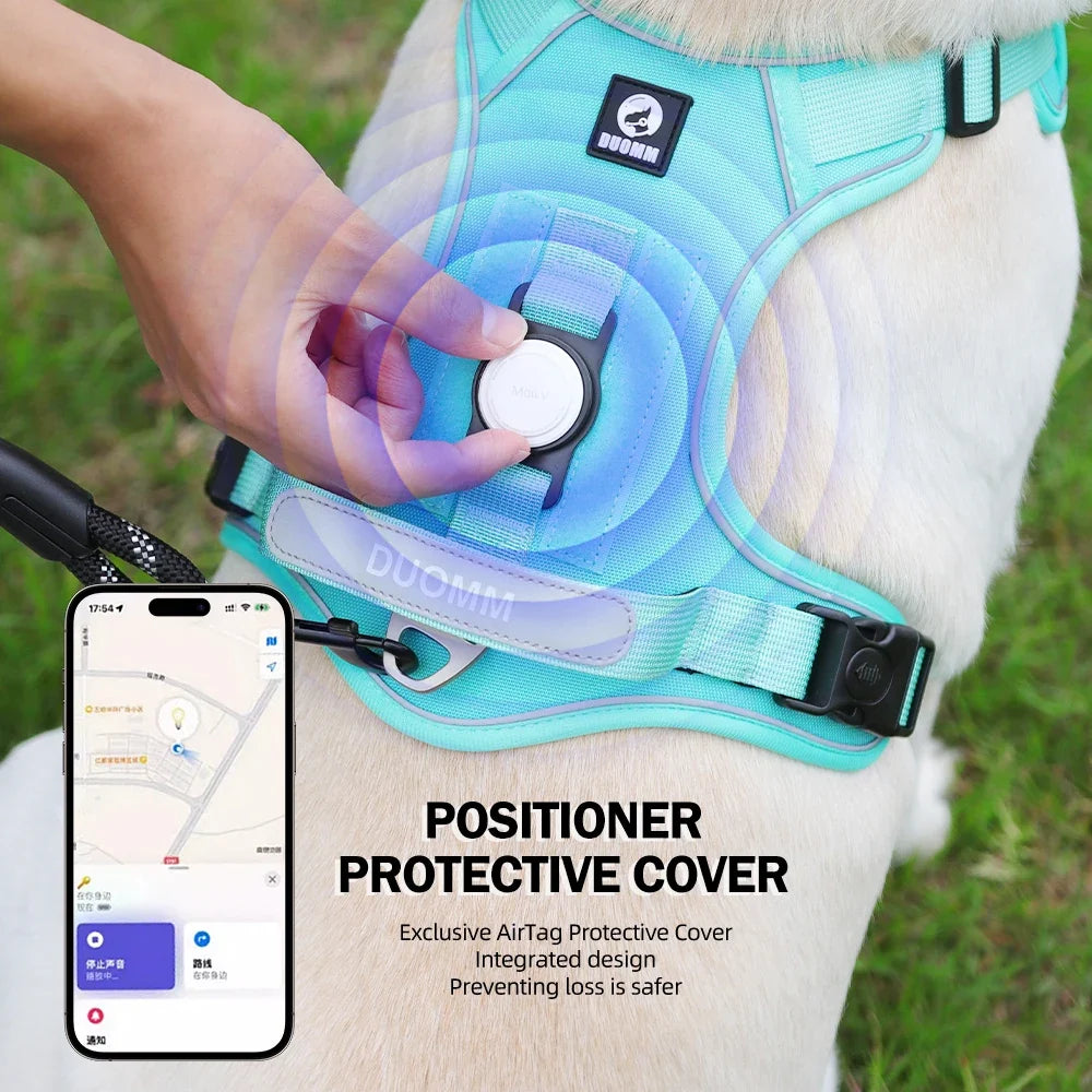 Dog Harness With AirTag Holder No Pull Reflective Lightweight Waterproof Vest For Small Medium Dogs Anti Lost Pet Accessory