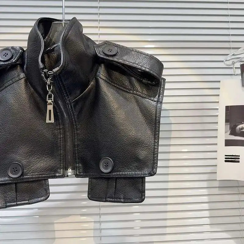Structured Faux Leather Panel Jacket