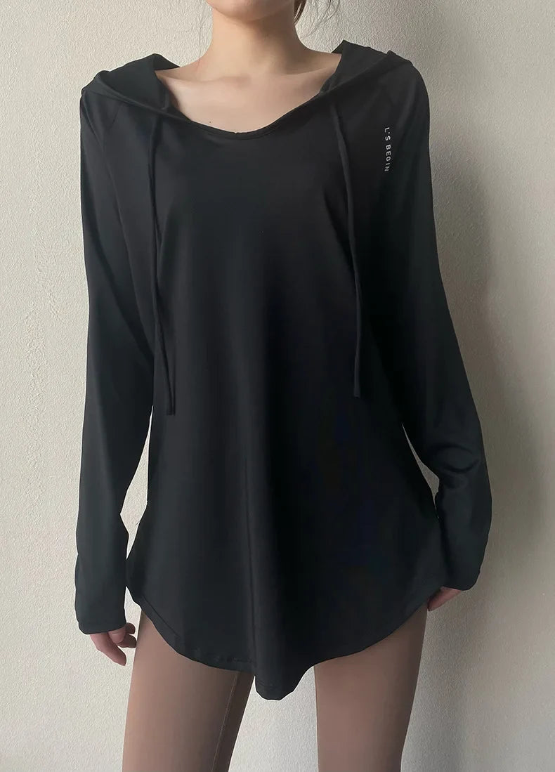 Camiseta con capucha AirFlow para yoga y running de mujer