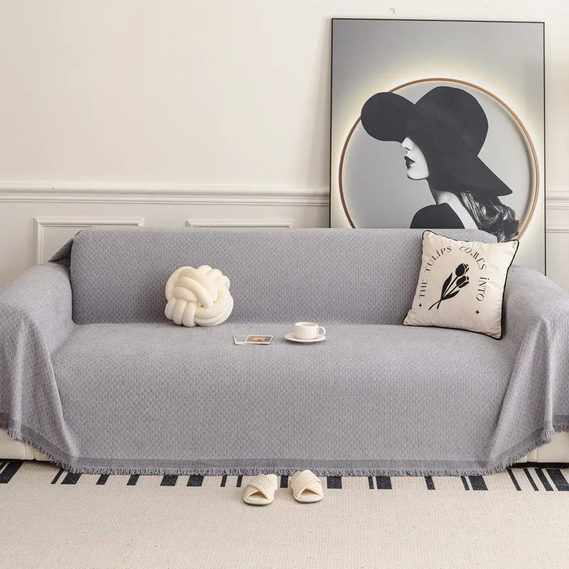 Solid Color Sofa Throw Blanket Non-slip Sofa Slipcovers Pets Kids Dust-proof Couch Armchair Covers Camping Picnic Blankets Home