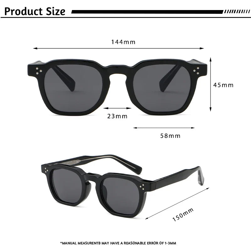 HBK New Square Vintage Sunglasses Men Square Fashion Punk Sun Glasses for Women Outdoor Travel Driving Beach Eyewear UV400