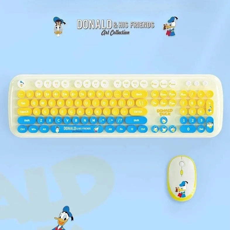Kawaii Princess Wireless Keyboard and Mouse Set Cartoon Theme Keycaps Keyboards 2.4G Wireless Keyboard For Laptop Girls Gift
