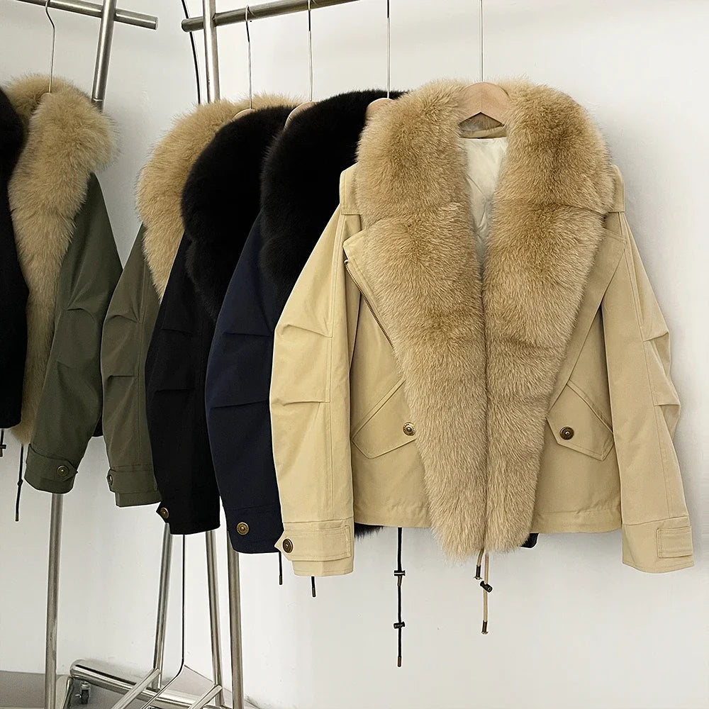 Down Jacket Women Real Fox Fur Collar Autumn 2025 Winter White Duck Down Coat Warm Puffer Jacket Female Waterproof  Feathers