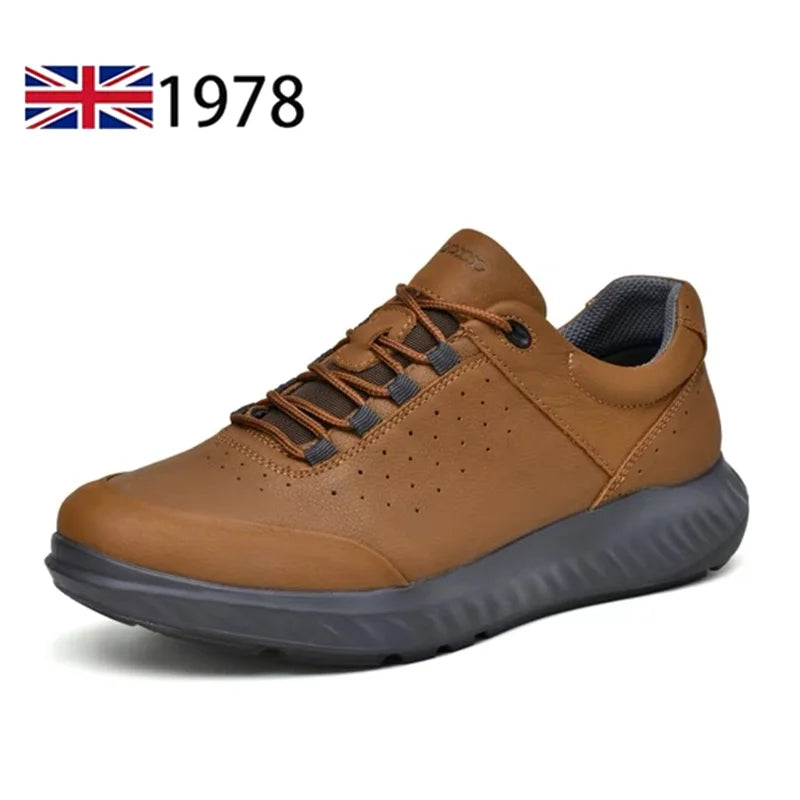 Men Shoes Autumn Winter Sports Casual Genuine Leather Soft Soled Outdoor Hiking Shoes Lightweight Breathable Non Slip Shoes Men