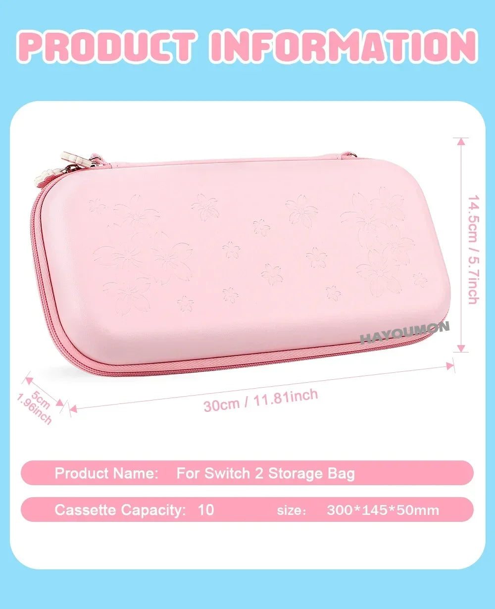 Portable Carrying Case for Switch 2 Traveling Bag Hard Shell Protective Cover with 10 Games Card Slots and 4pcs Joystick Covers