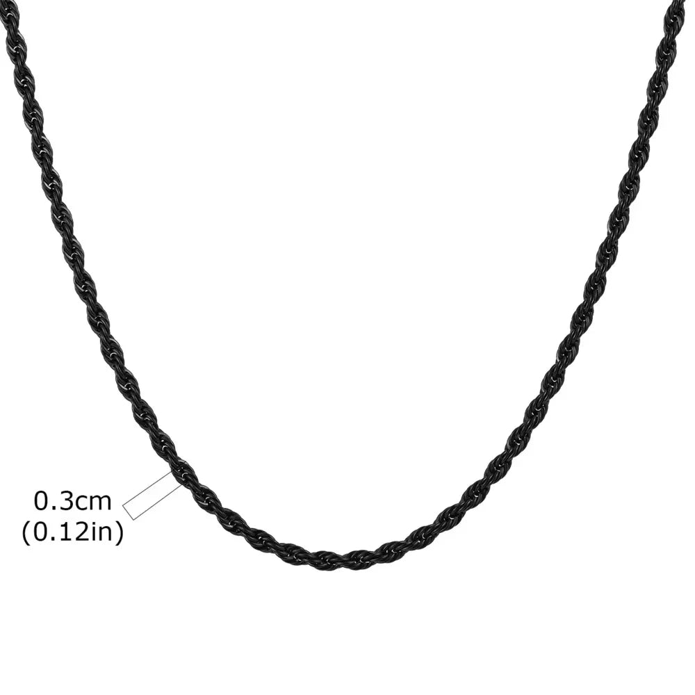 Vnox Twist Rope Chain Necklace for Men Women | Waterproof Stainless Steel Unisex Chain