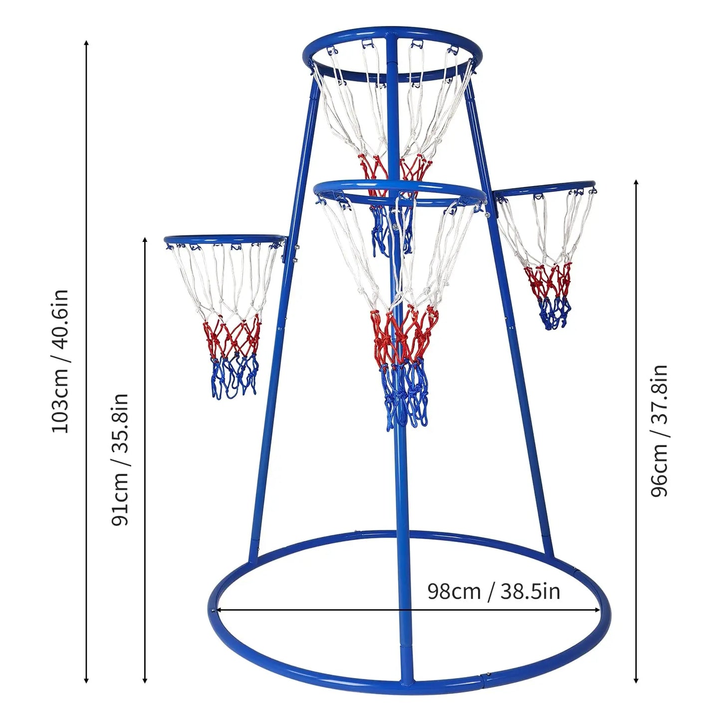 4 Hoop Toddler Basketball Set With 4 Balls & Pump, Multi Height Indoor Outdoor Basketball Goal Toy For Preschool Kids Ages 3+