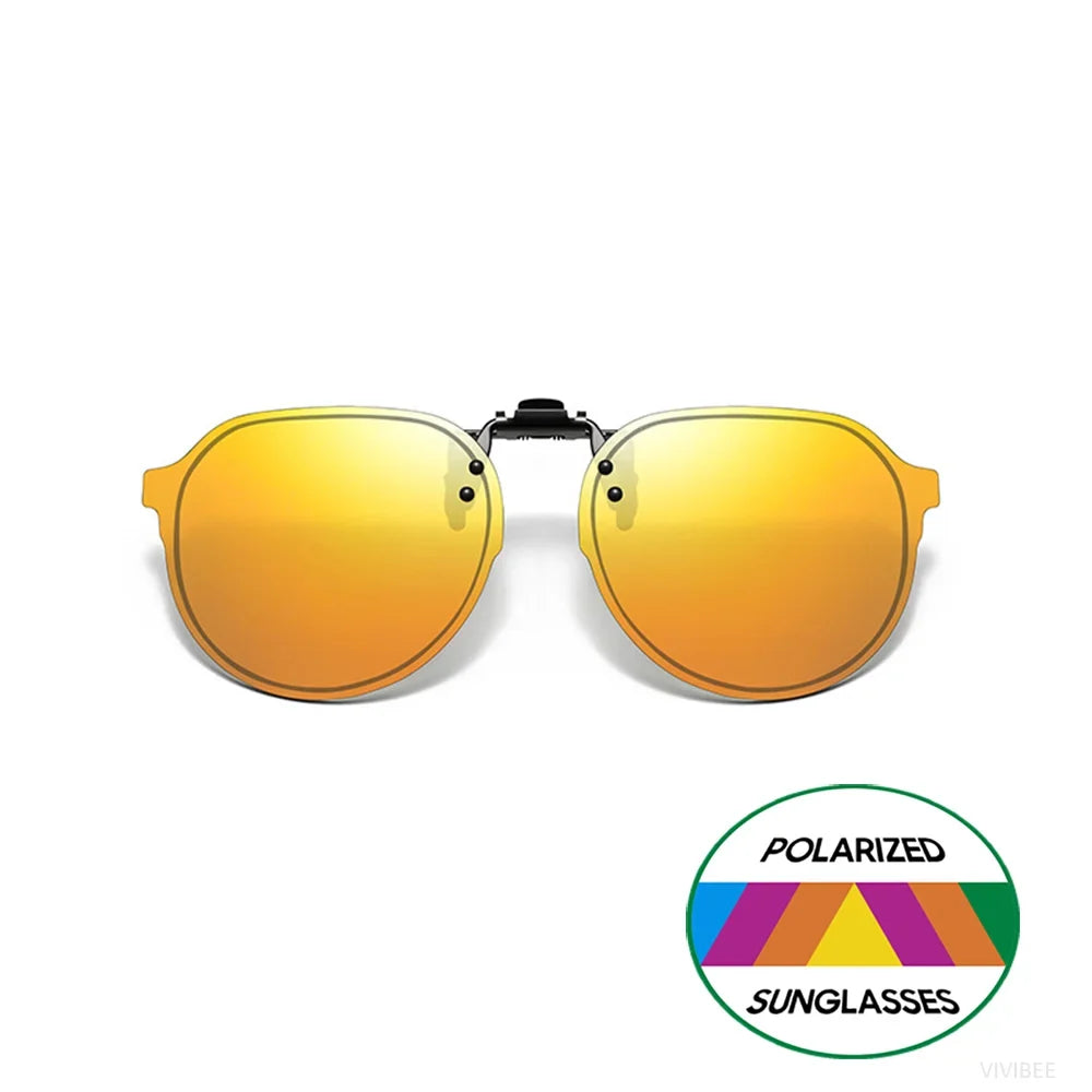 VIVIBEE Flip Up Clip on Sunglasses Polarized Men Driving Women Fishing UV400 Night Vision Sun Glasses Clips Universal Goggles