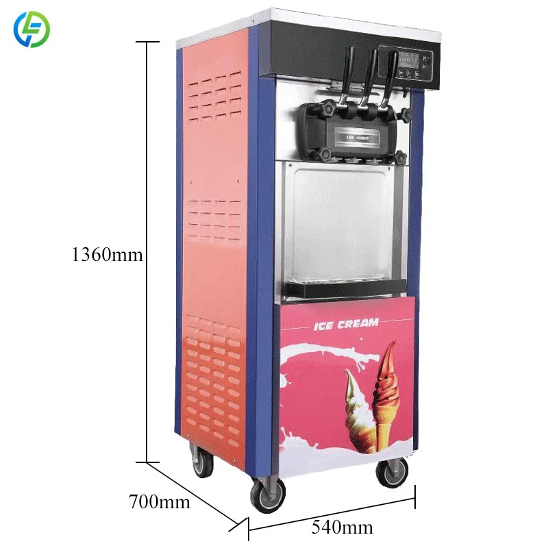 Customized Ice Cream Making Machines 22-28L/H Icecream Maker 3 Flavor Commercial Soft Serve Ice Cream Machine for Business Price