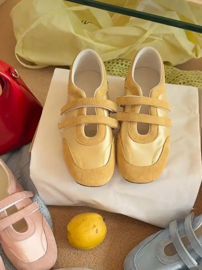 2026 Spring Autumn Women's Mary Janes | French Style Canvas Slip-on Flats | Wide Toe Box Velcro Soft Sole Casual Shoes