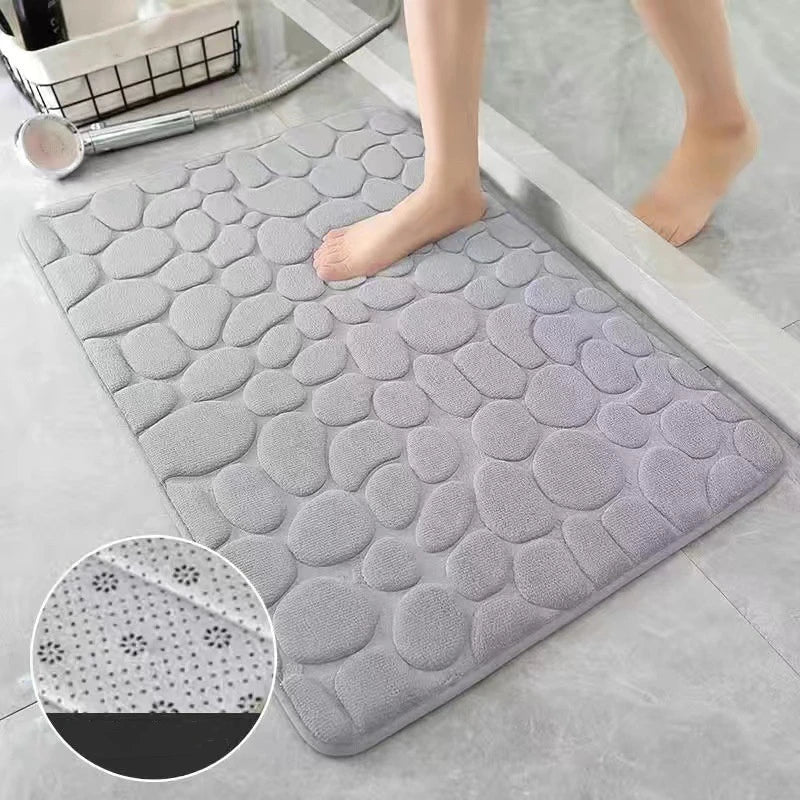 40x60cm/50x80cm Bath Rugs Mat Non Slip Cobblestone Embossed Carpets Bathroom Floor Mat Memory Foam Bathmat Washable Doormat