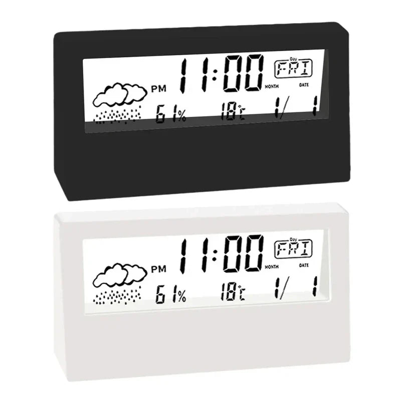 LED Thermometer Thermo-Hygrometer Multifunction Electronic Clock Temperature Humidity Meter Weather Station for Home With Alarm