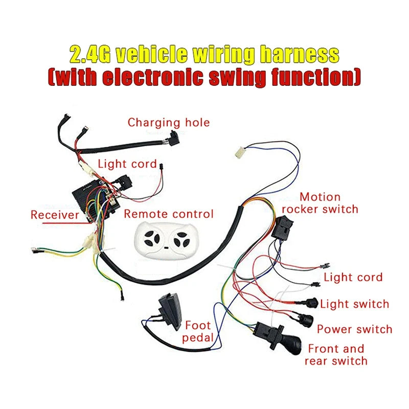//Children Electric Car DIY Modified Wires And Switch Kit With 2.4G Bluetooth RC And Controller For Baby Electric Car Self-made