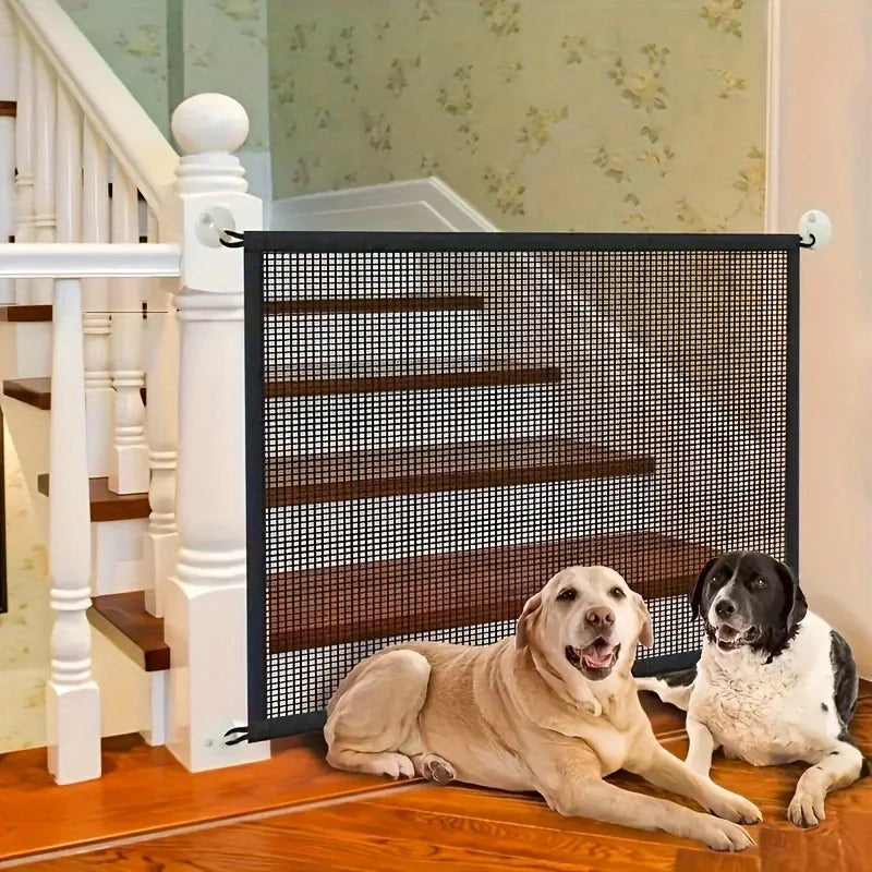 Pet Dog Barrier Fences with 4pcs Hook Pet Isolated Network Stairs Gate New Folding Breathable Mesh Playpen for Dog Safety Fence