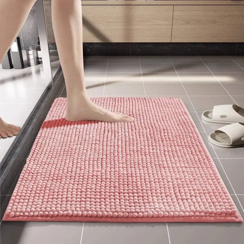 Chenille Bath Mats Encrypted Thickened Short Plush Strong Water-absorbent Non-slip Bathroom Rug Carpet Quick-drying Foot Mat