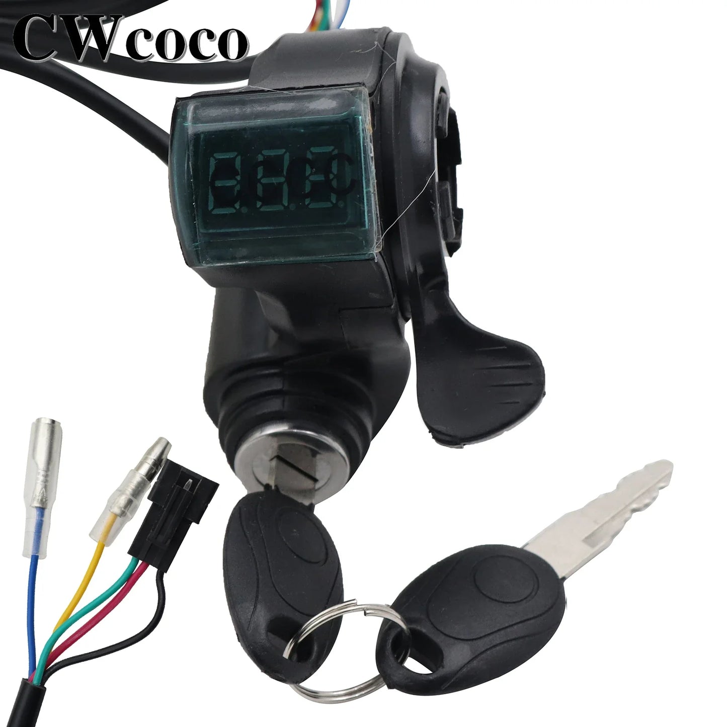 Electric Bicycle Thumb Throttle Voltmeter Digital Voltage Display Red Screen Lock Speed Control Electric E-Bike Turning Handle