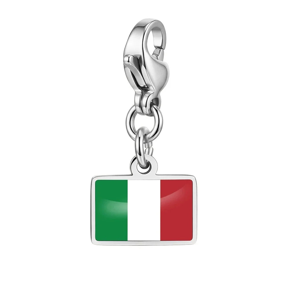 10mm Country Flag Charms Pendant Necklace Bracelet Keychain Bagchain Stainless Steel  Jewelry A Commemorative Gift For A Friend