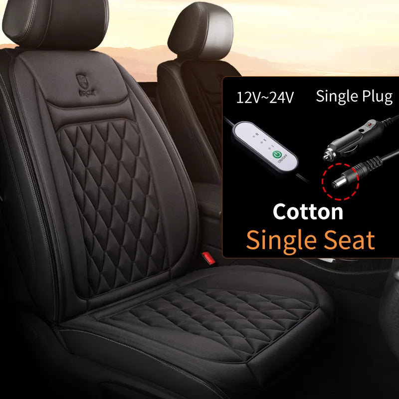 12-24V Heated Car Seat Cover – Fast Heating Flannel Seat Warmer Protector 25W