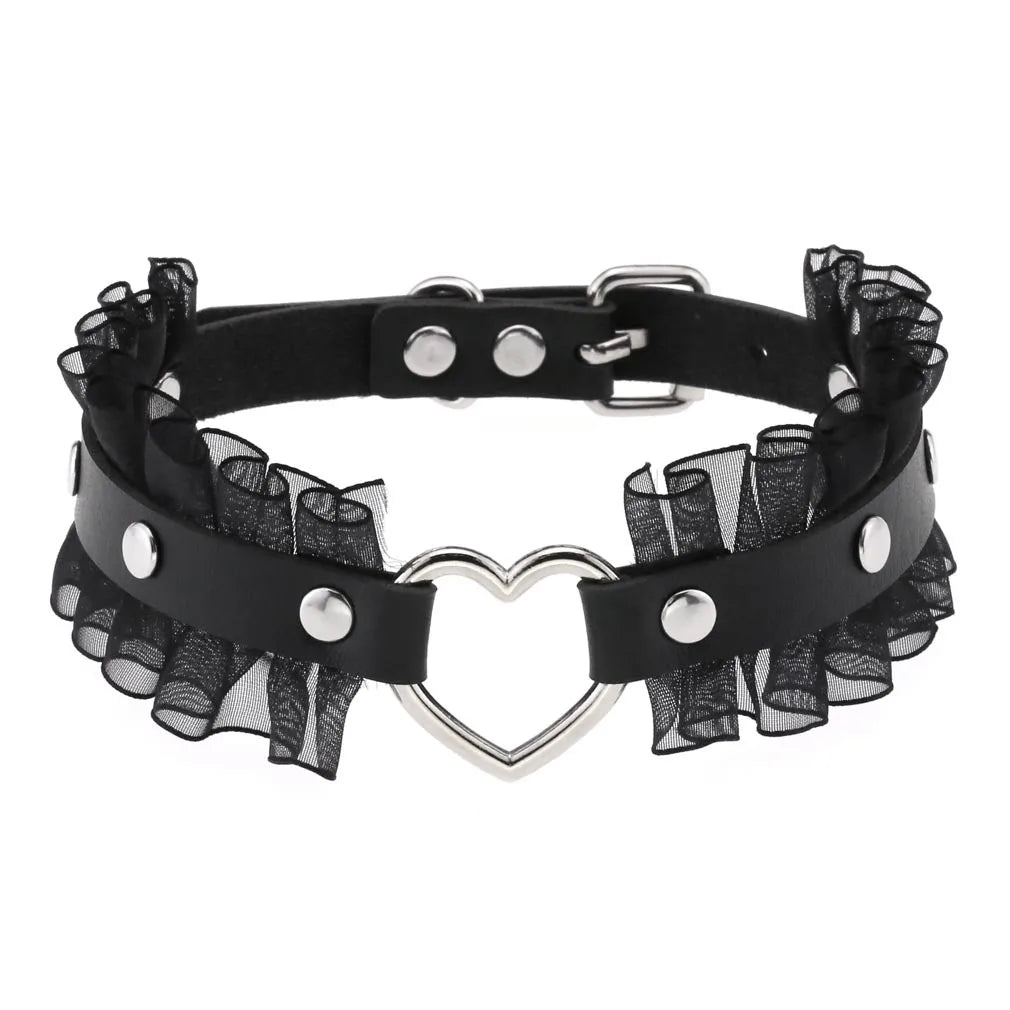 DIEZI Vintage Sweet Cool Hip Hop Rivet Choker Necklace Harajuku Gothic Club Black PU Leather Collar Torques Necklace Jewelry