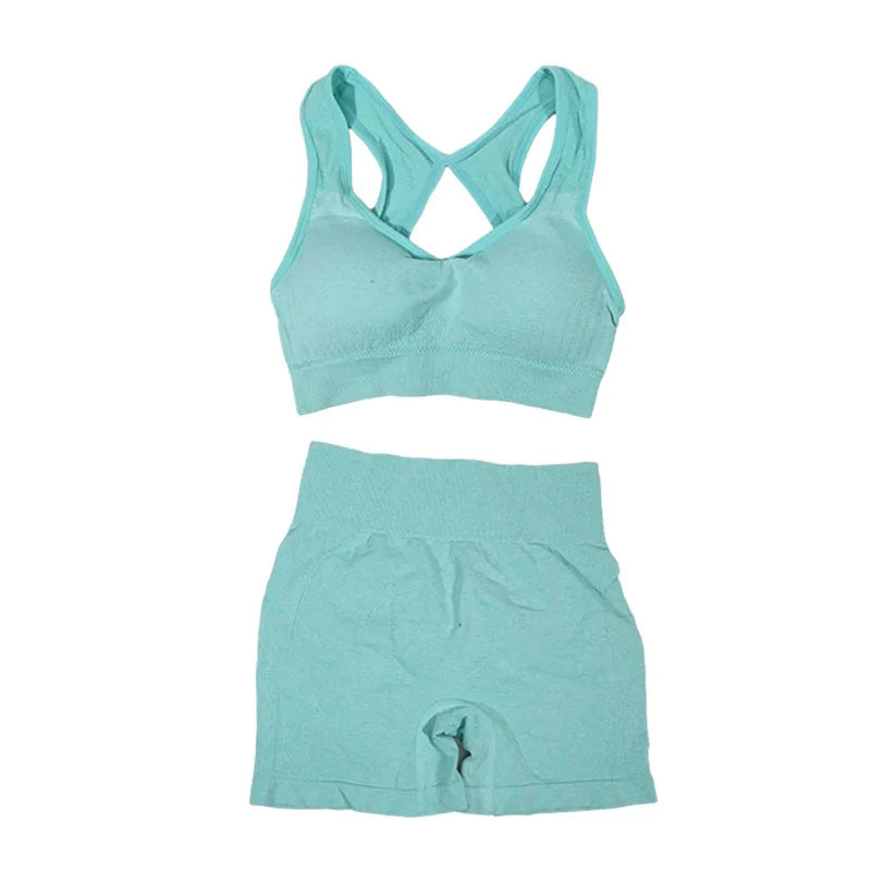 Conjunto de entrenamiento de shorts y traje de yoga para mujer