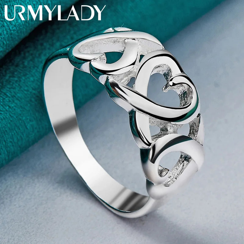 URMYLADY 925 Sterling Silver Love Heart 6-10# Ring For Women Wedding Party Fashion Charm Jewelry