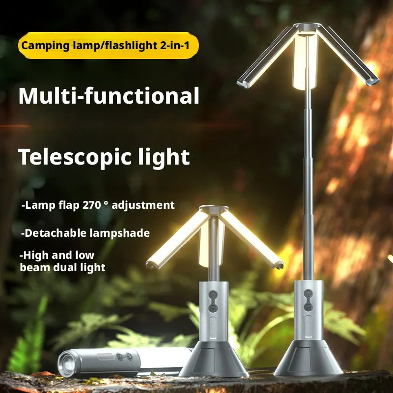 Outdoor Camping Ultra Long Endurance Triangle Stacked Light Telescopic Lighting Multifunctional Camping Site Atmosphere Lamp