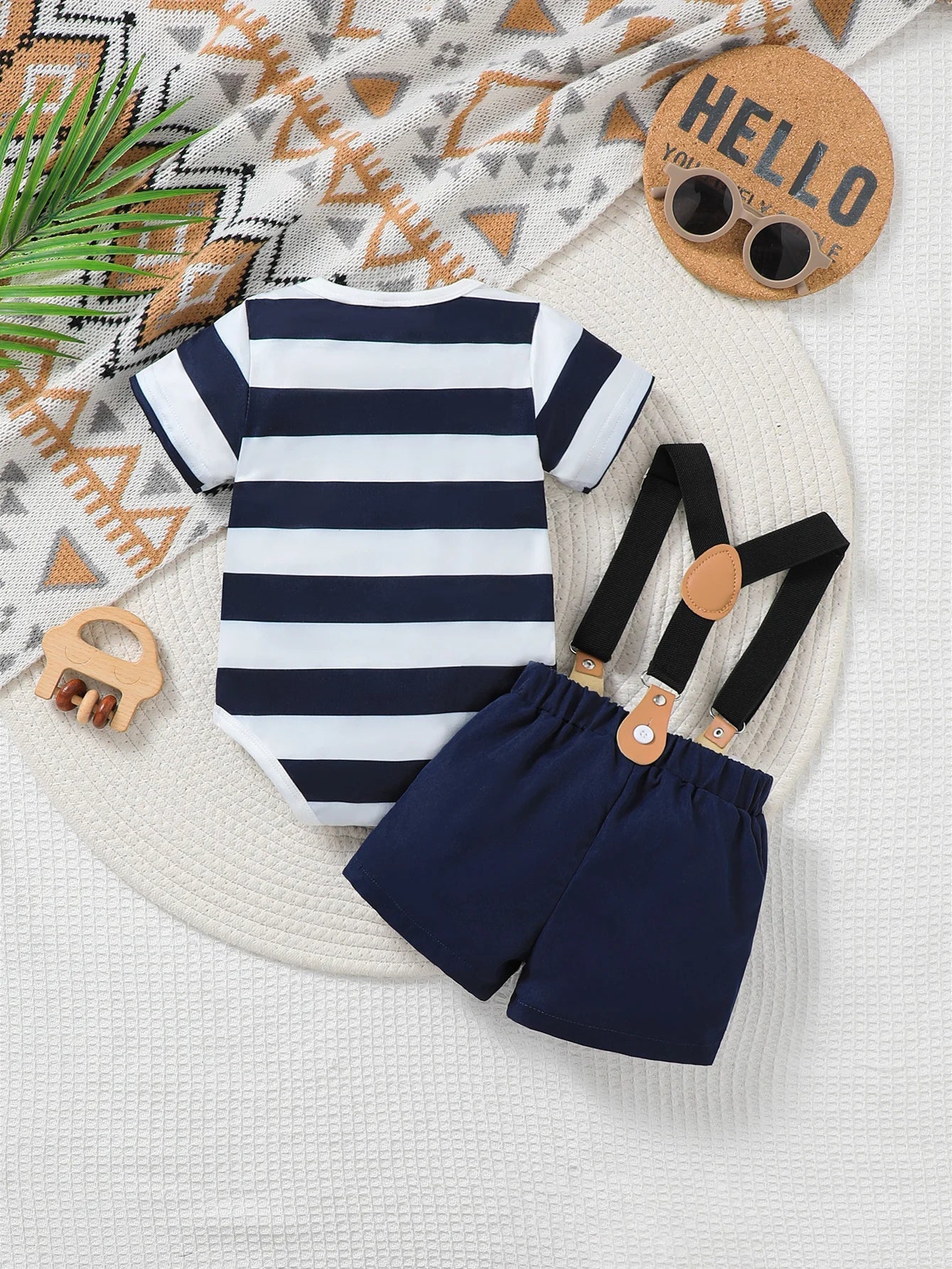 Baby Boy Spring Summer Outfit Set Cute Cartoon Letter Bear Print