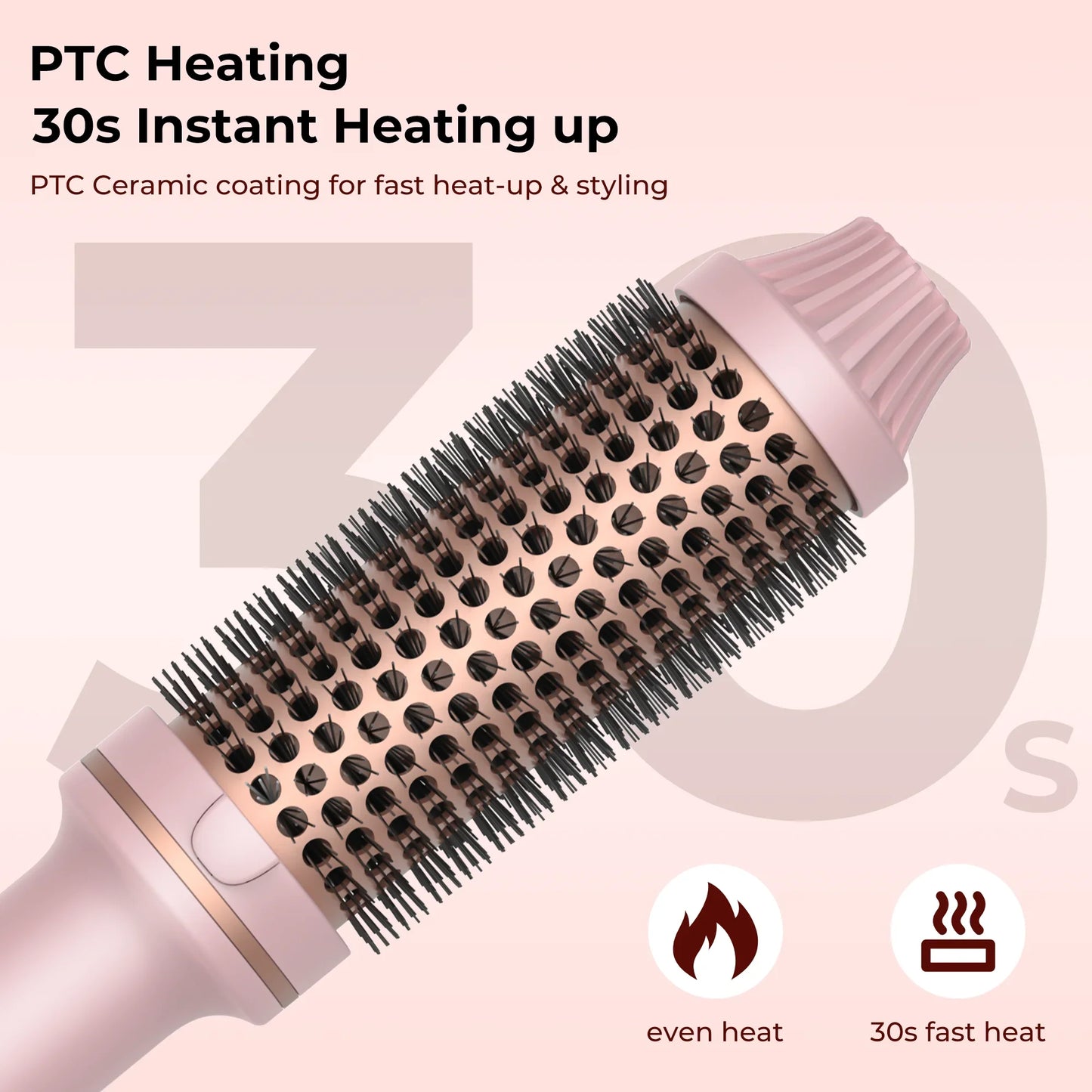 3 In 1 Hair Dryer Hot Air Brush Curling Iron Brush 32mm Electric Rotating Hair Curler Straightener Volumizing Brush Styler Dryer