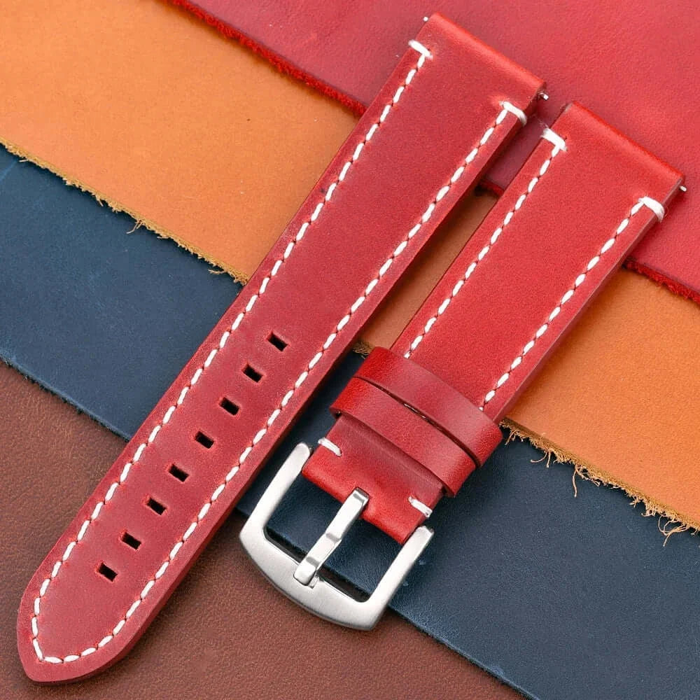 Huawei Watch & Watch GT Contrast-Stitched Leather Band, Square Holes