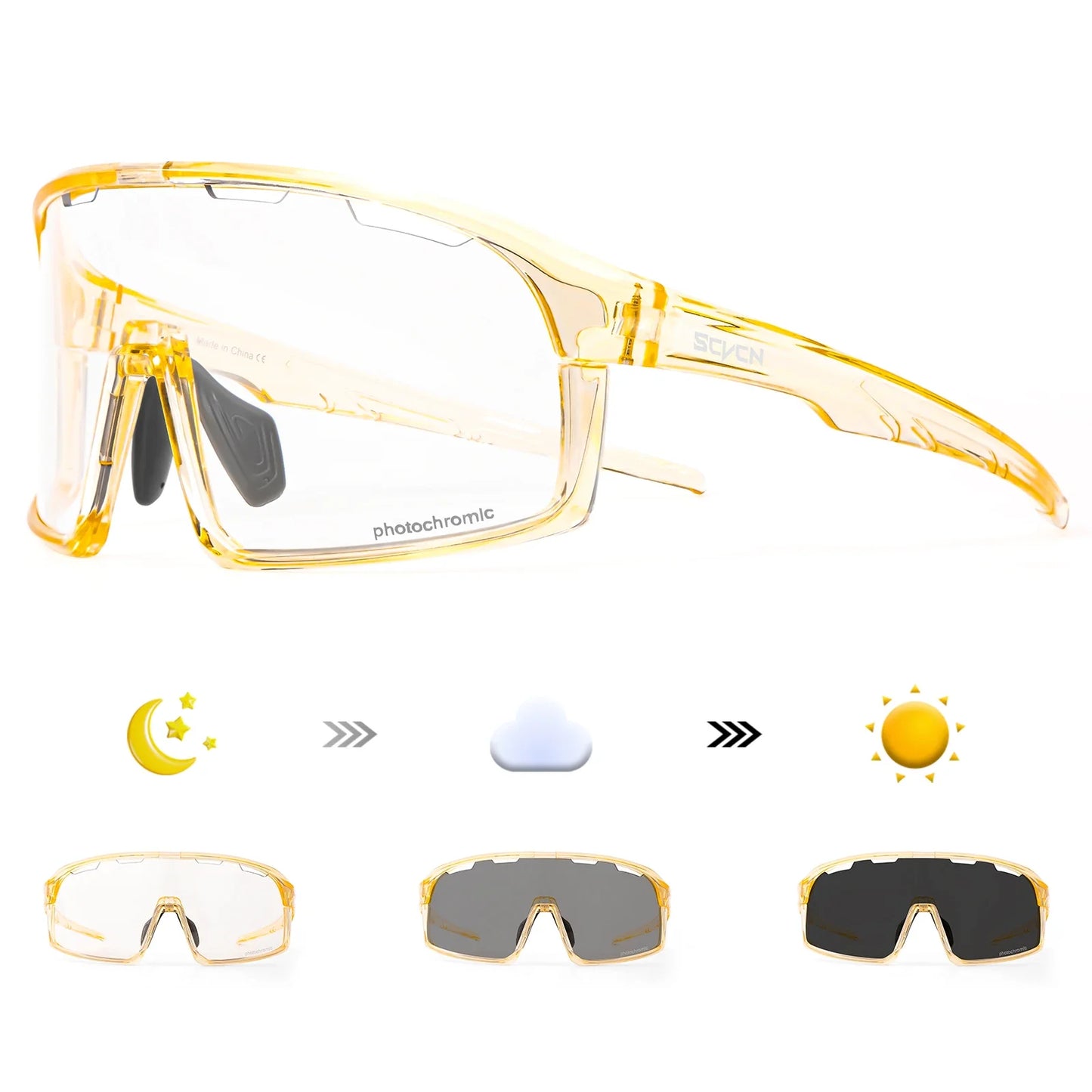 SCVCN Photochromic Cycling Glasses Hiking Drive Bicycle Sports Sunglasses Outdoor Running Sunglasses Men MTB Road Bike Glasses