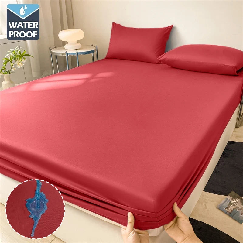 Waterproof Mattress Cover Fitted Bed Sheet With Elastic Band Anti-slip Adjustable Mattress Protector Double Fitted Sheet For Bed