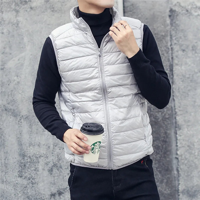 Men's Sleeveless Puffer Jackets Fashion Brand Men Down Vest Coats New Winter Casual Lightweight Down Duck Vest Coats Male