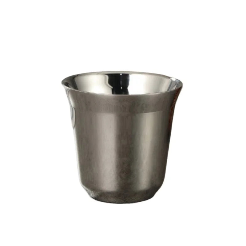 Summer New Simple Flat Bottom Cup Stainless Steel Double-layer Inner Tank Capsule Coffee Cup High-grade Solid Color Water Cup