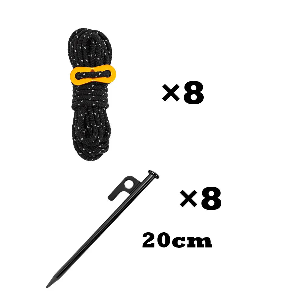 Tent Stakes Quality S45C Steel Tent Pegs Ground Stakes, Utility Camping Rope Nylon Core Para Cord for Camping Garden Hiking