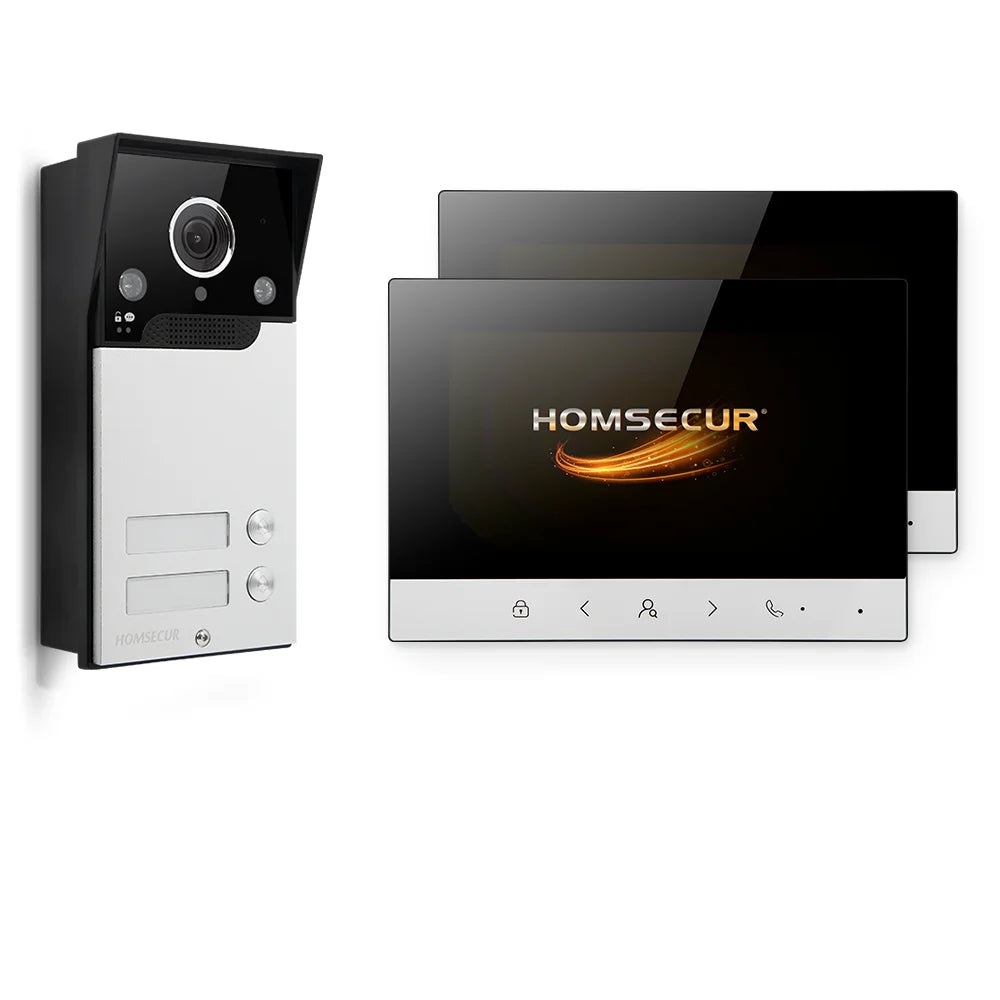 HOMSECUR 7" HD Video Door Phone Intercom Doorbell Auto Snapshot For 2 Families