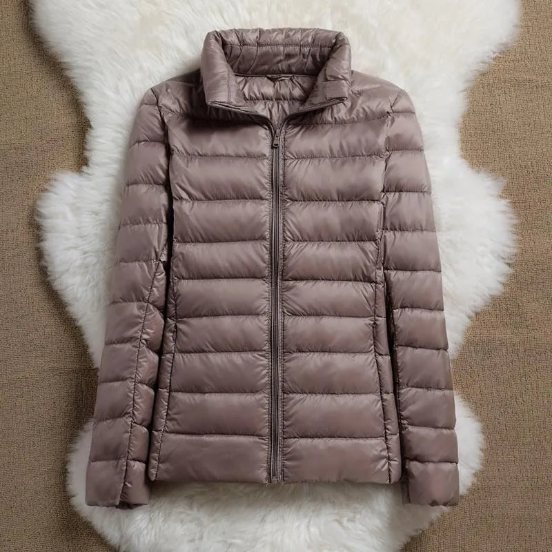 Light Down Coat Women Spring Jacket Fashion Short Ultra Lightweight Packable Puffer Coats Female Down Warm Slim Fit Parkas