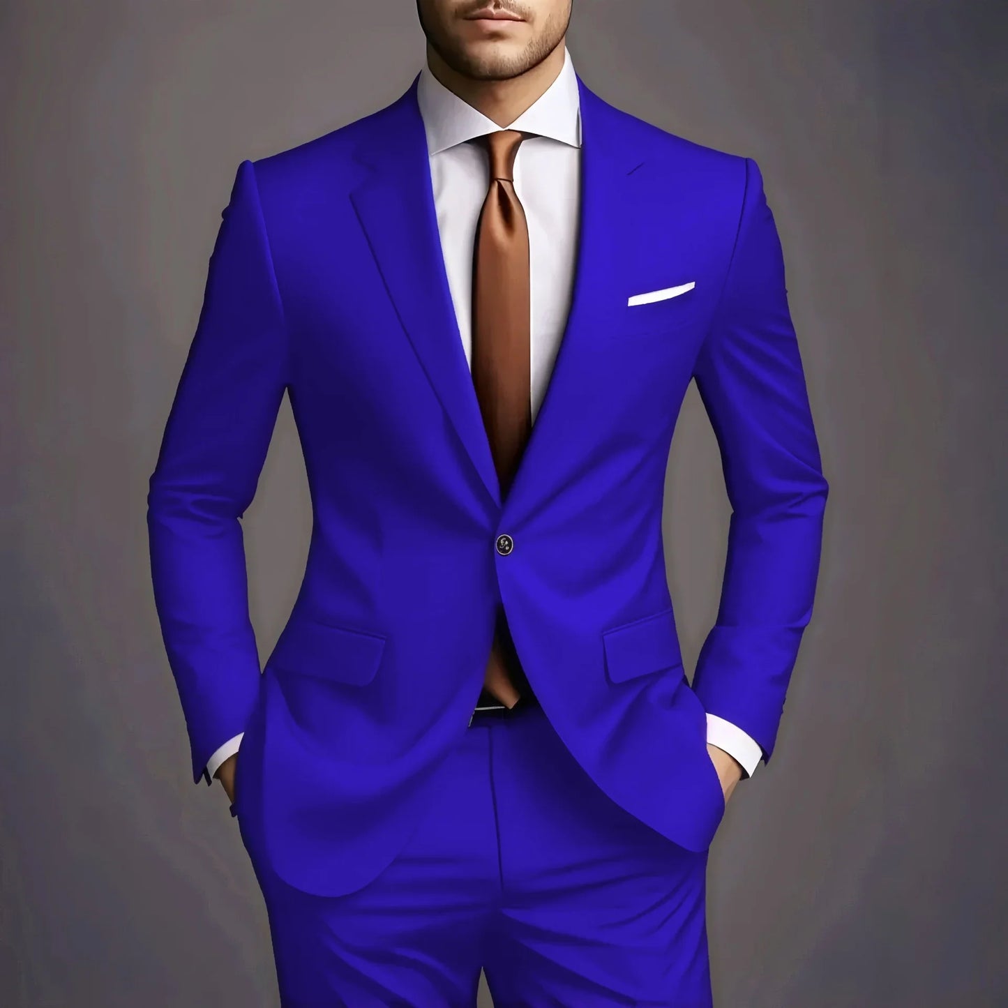 New Luxury Elegant Men's Suits 2 Piece Set Fashion Korean Casual Slim