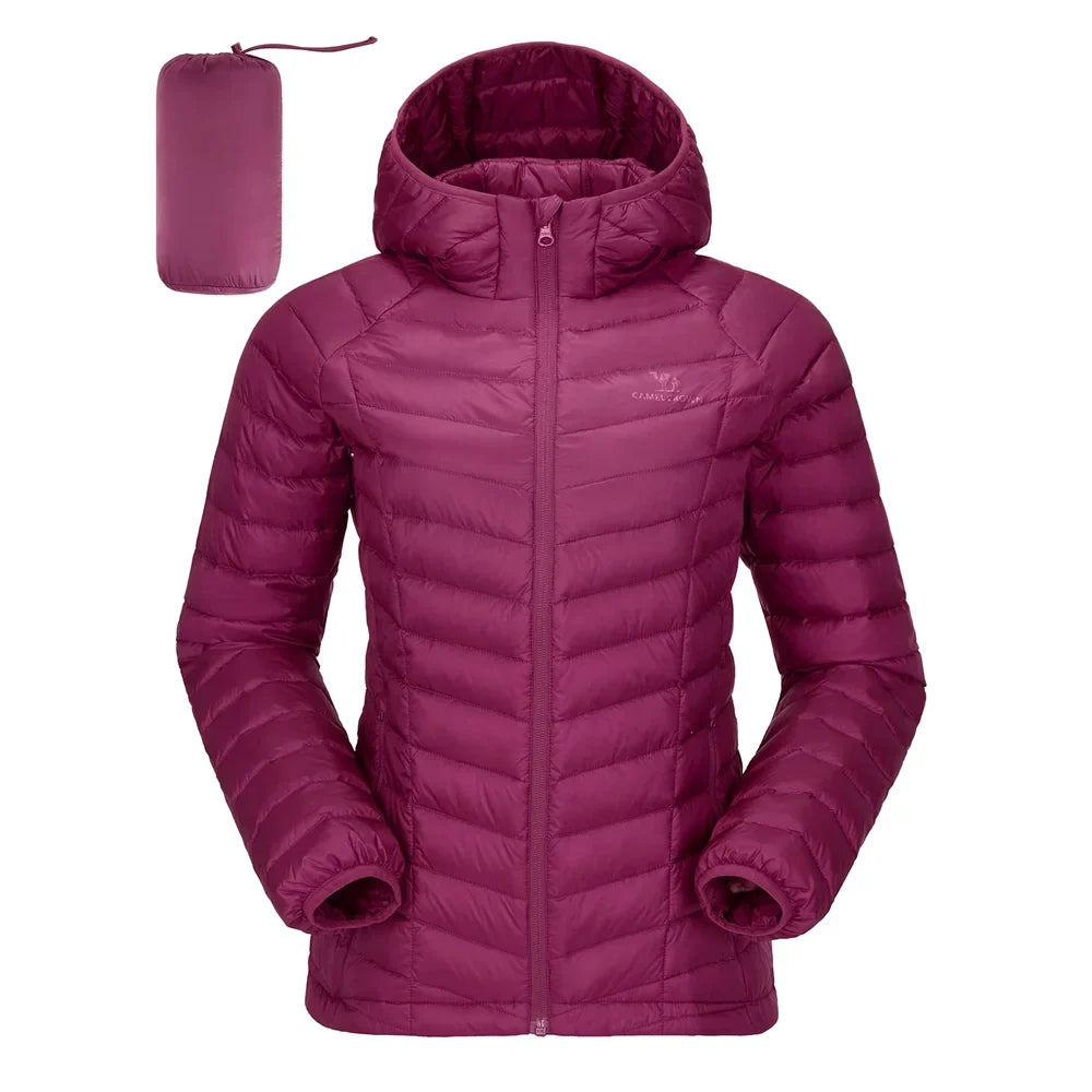 GOLDEN CAMEL Women's Down Jacket Hooded Winter Light Weight Short Puffer Coats Packable Warm Windproof Jacket for Women Clothes