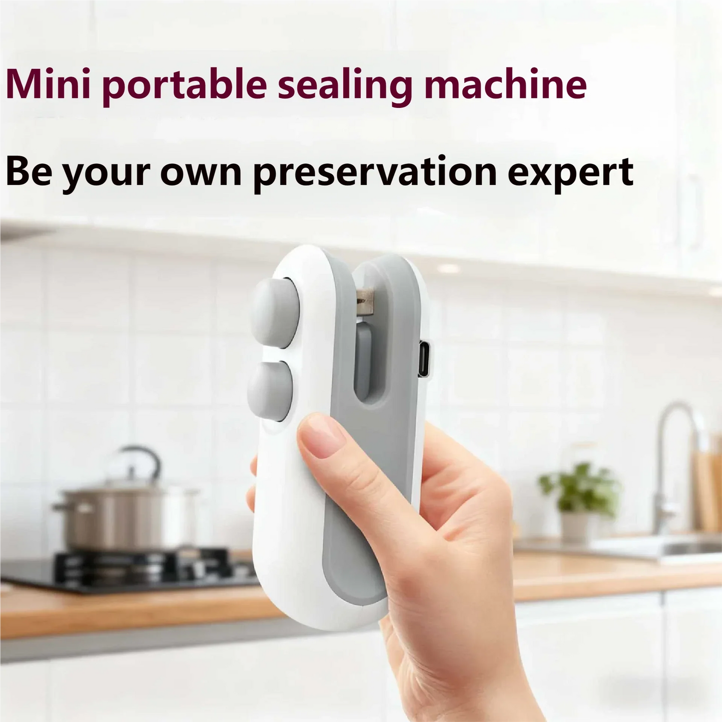 HOMEFISH Mini Handheld Food Heat Sealer, USB Rechargeable Heat Sealer, Storage Bag, Plastic Package, Food Sealer, Clip Bag