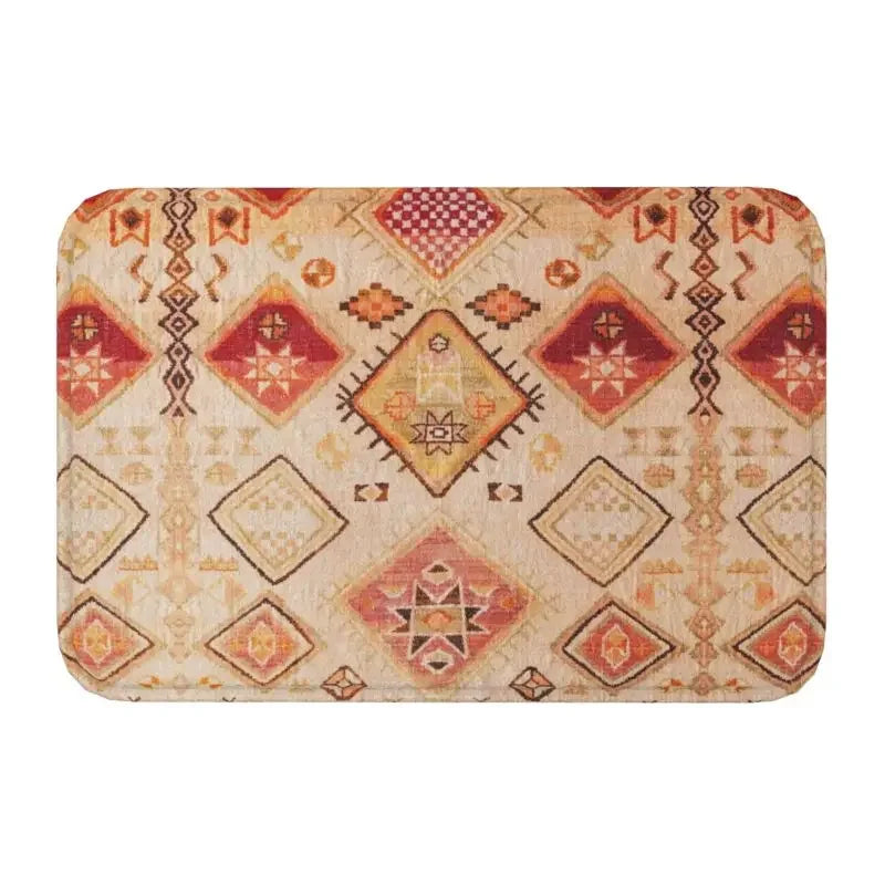 Moroccan Berber Rug Boho Style Front Door Mat Anti-Slip Antique Bohemian Geometric Doormat Floor Bathroom Entrance Rug Carpet