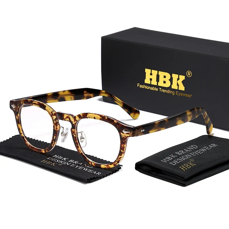 HBK Retro Men's Eyeglass Frames Luxury Anti BlueLight Lenses TR-90 Frame Glasses Women's Reading Computer Eyewear