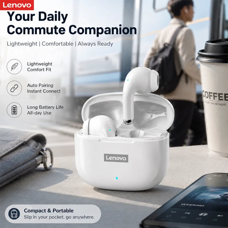 Lenovo LP40 Pro TWS Bluetooth 5.4 Wireless Headphones HiFi Stereo Earphones Gaming Sports Touch Control HD Call With Mic Earbuds