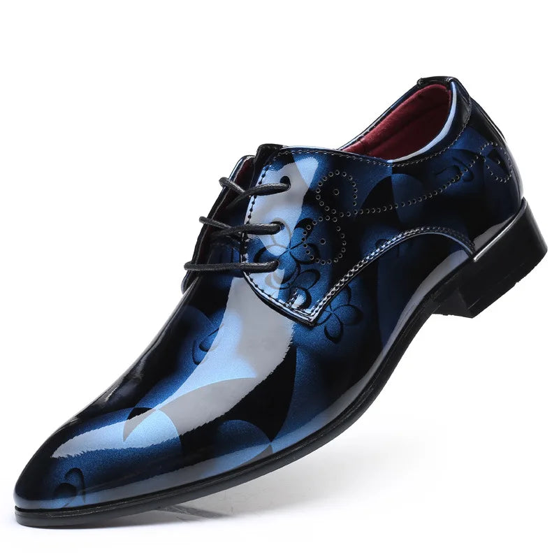 Luxury Men Oxford Shoes Retro Floral Pattern Men Dress Shoes Fashion Lace-Up Flats High Quality Business Men Party Wedding Shoes